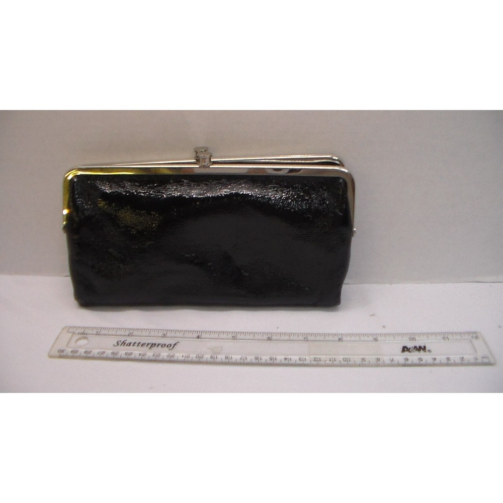 Hobo Black Patent Leather Clasp Clutch Purse